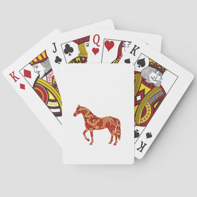 Chinese New Year Horse with Dragon Phoenix  Poker Cards (Back)