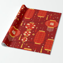 Chinese New Year Lamps Wrapping Paper