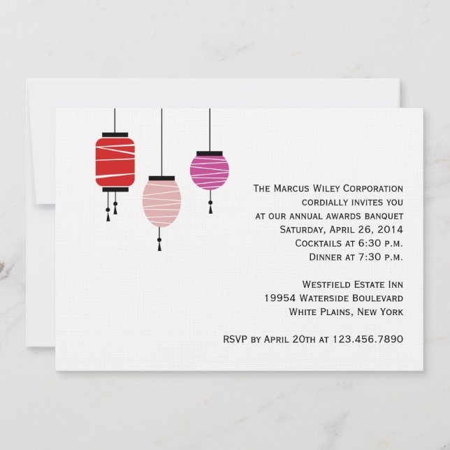 Chinese New Year Lanterns Cocktail Party Invitation (Front)