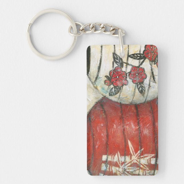 Chinese New Year Lanterns with Floral Print Keychain (Front)