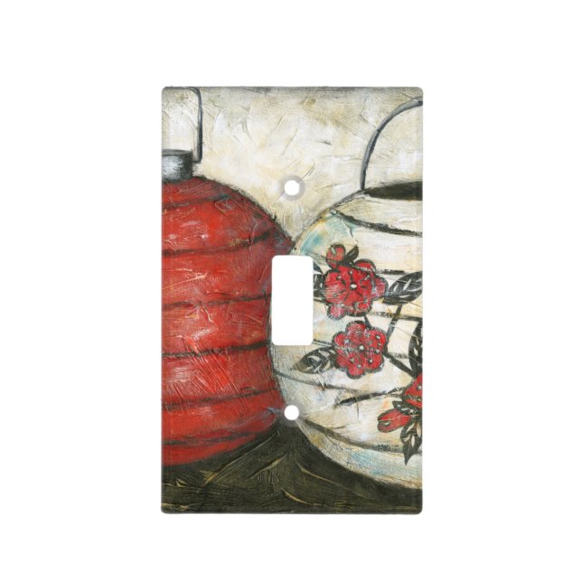 Chinese New Year Lanterns with Floral Print Light Switch Cover (Front)