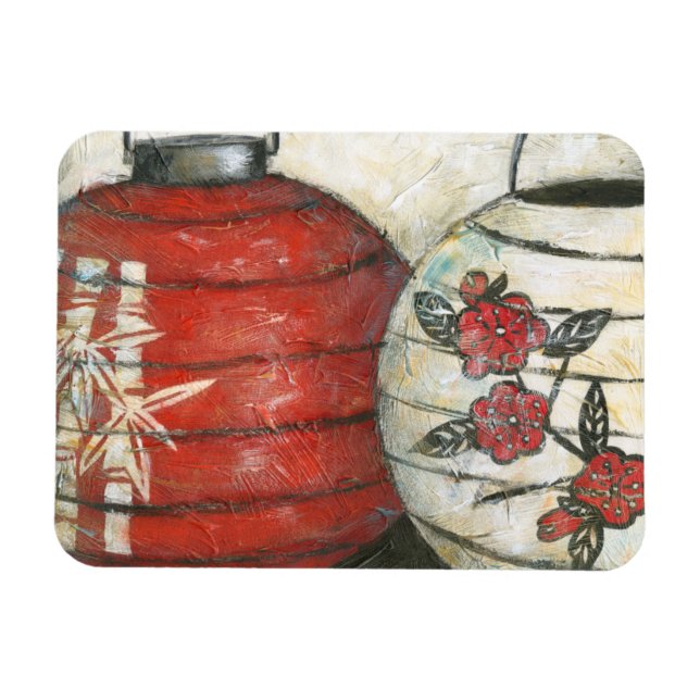 Chinese New Year Lanterns with Floral Print Magnet (Horizontal)