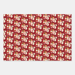 Chinese new year luxury red golden rabbit lunar  wrapping paper sheets