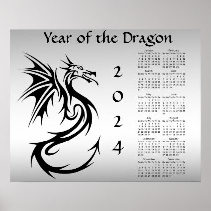 Chinese New Year of Dragon 2024 Calendar Poster