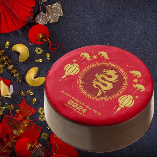 Chinese New Year of Dragon 2024 Ornament Gold Red Chocolate Covered Oreo