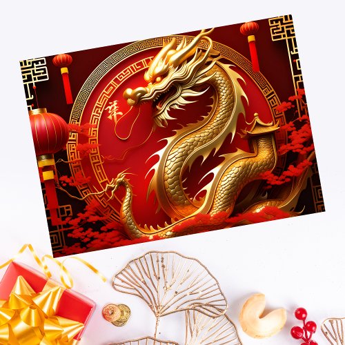 Chinese New Year of Dragon Hong Bao Gold Red Envelope