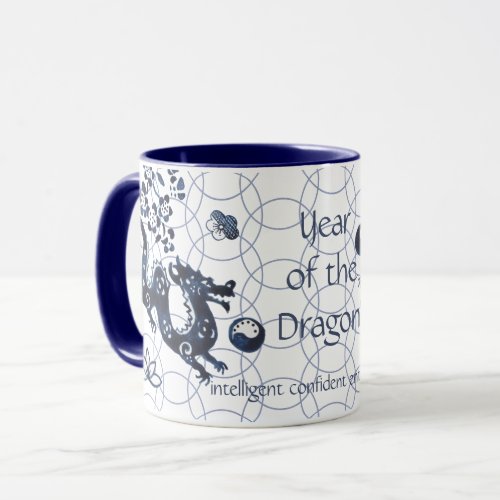 Chinese New Year of Dragon Zodiac Blue Artistic Mug