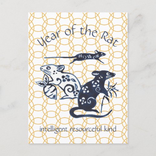 Chinese New Year of Rat Zodiac Animal Minimal Holiday Postcard