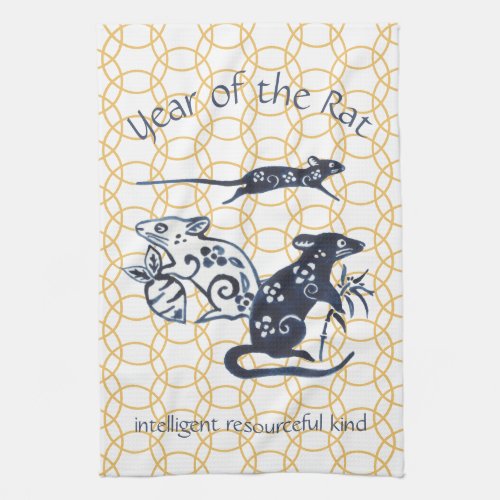 Chinese New Year of Rat Zodiac Animal Minimal Kitchen Towel