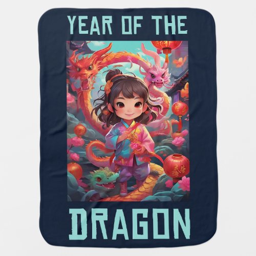 Chinese New Year of the Dragon 2024  Baby Blanket