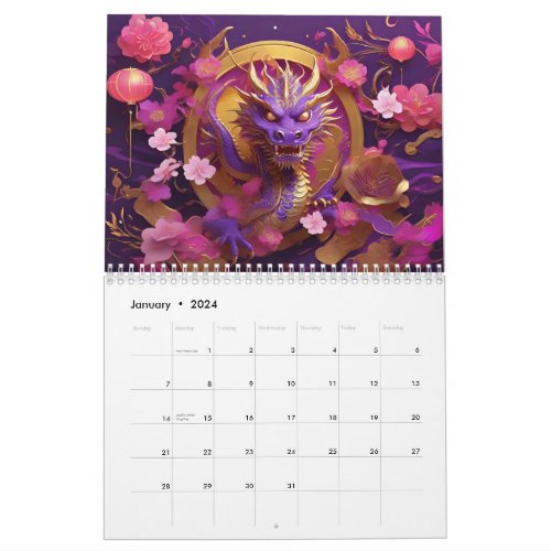 Chinese New Year of the Dragon 2024 Calendar