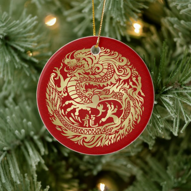 Chinese New year of the Dragon 2024 Ceramic Ornament (Tree)