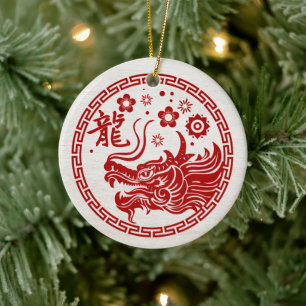 Chinese New year of the Dragon 2024 Ceramic Ornament