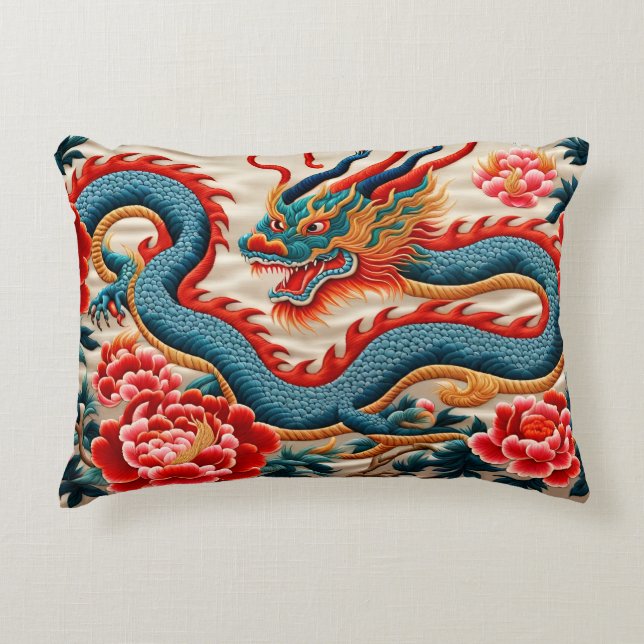 Chinese New Year of the Dragon 2024 "Embroidery" Accent Pillow (Front)