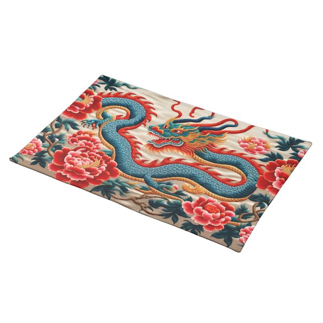 Chinese New Year of the Dragon 2024 Embroidery Cloth Placemat (On Table)