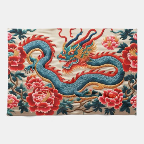 Chinese New Year of the Dragon 2024 Embroidery Kitchen Towel