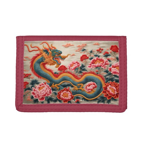 Chinese New Year of the Dragon 2024 Embroidery WW2 Trifold Wallet