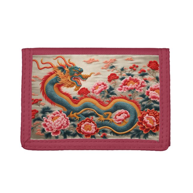 Chinese New Year of the Dragon 2024 Embroidery WW2 Trifold Wallet (Front)