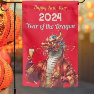 Chinese New Year of the Dragon 2024 garden yard Flag