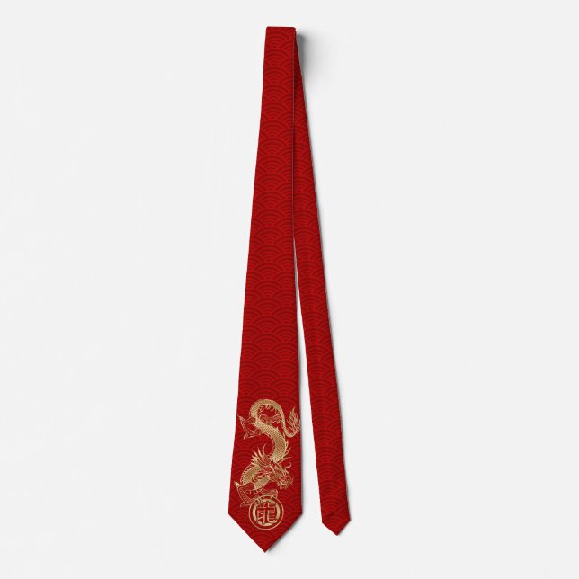 Chinese New year of the Dragon 2024 Neck Tie (Front)