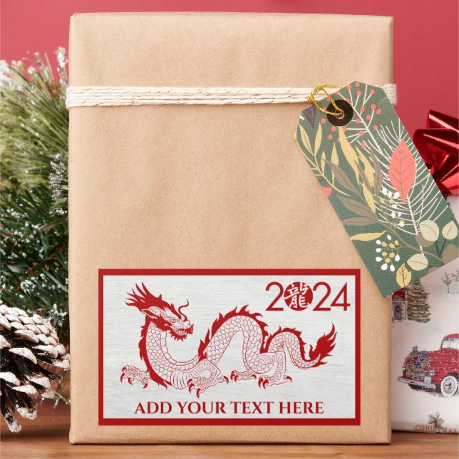 Chinese New year of the Dragon 2024 Rectangular Sticker (Holiday)