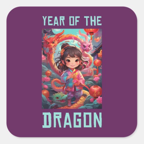 Chinese New Year of the Dragon 2024  Square Sticker