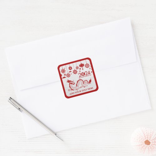 Chinese New year of the Dragon 2024 Square Sticker