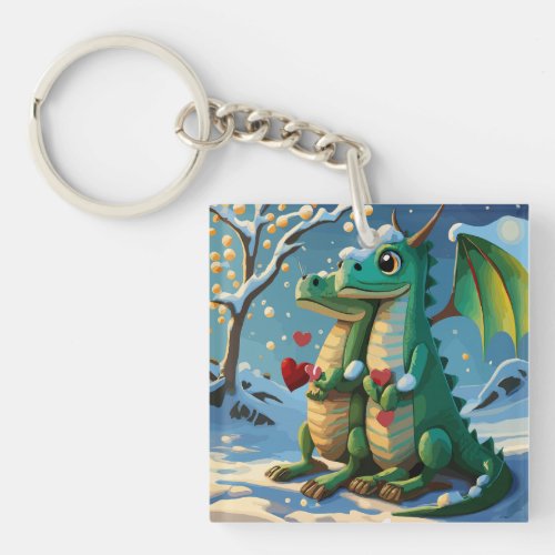 Chinese New Year Of The Dragon Couple Keychain