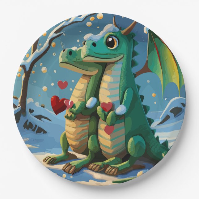 Chinese New Year Of The Dragon Couple Paper Plates (Front)