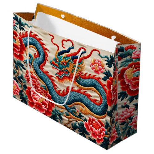 Chinese New Year of the Dragon Embroidery Zodiac Large Gift Bag