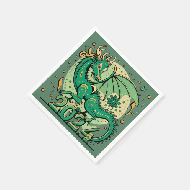 Chinese New Year Of The Dragon Sandstone Coaster Napkins (Corner)