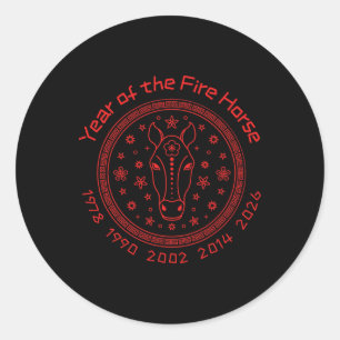 Chinese New Year Of The Fire Horse 2026 Classic Round Sticker