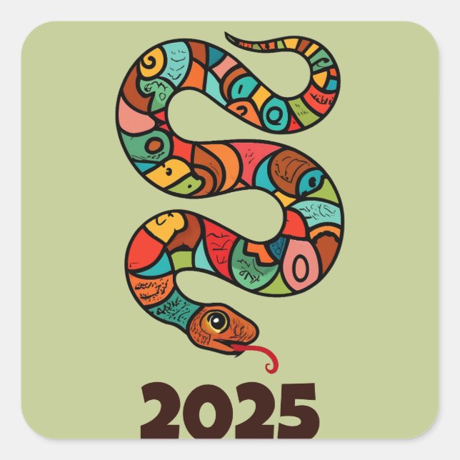 Chinese New Year Of The Green Wood Snake 2025 Square Sticker (Front)