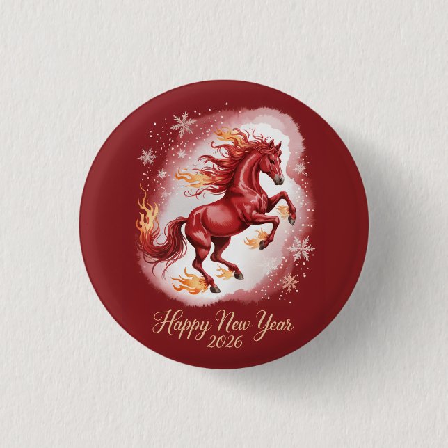 Chinese New year of the Horse 2026 Button (Front)