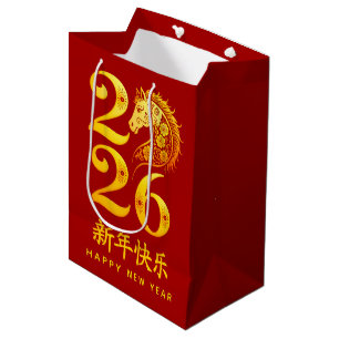 Chinese New Year of the Horse 2026. Happy New Year Medium Gift Bag