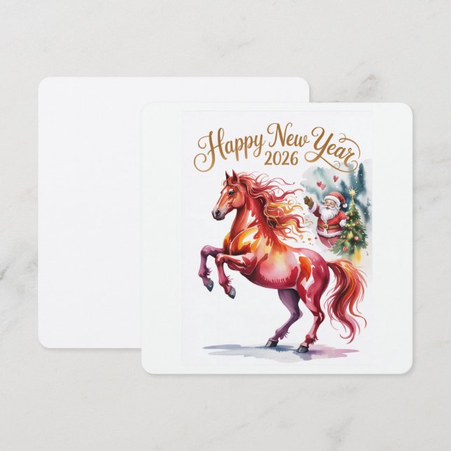 Chinese New year of the Horse 2026 Holiday Card (Front/Back)