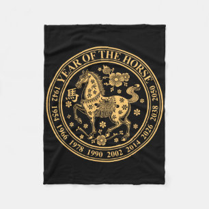 Chinese New Year Of The Horse 2026 Lunar Zodiac Fleece Blanket