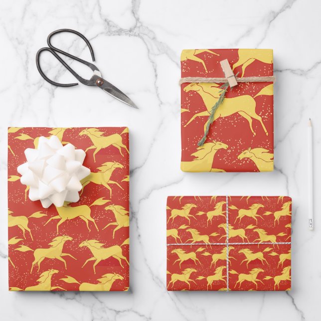 Chinese New Year of the Horse  Wrapping Paper Sheets (Front)