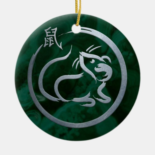 Chinese New Year of the Metal Rat Ceramic Ornament (Front)
