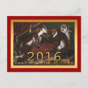 Chinese New Year of The Monkey 2016 - Painting Holiday Postcard