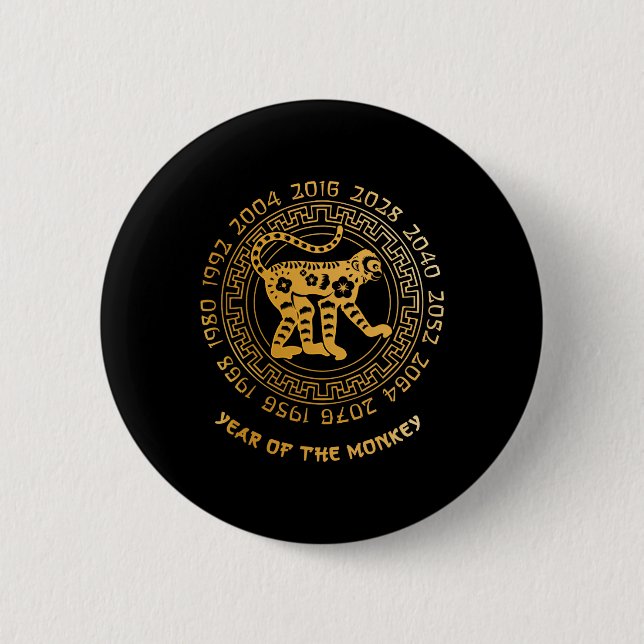 Chinese New Year Of The Monkey Chinese Zodiac Year Button (Front)