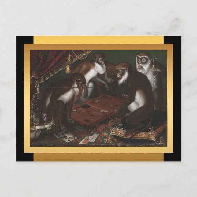 Chinese New Year of The Monkey European Painting H Holiday Postcard (Front)