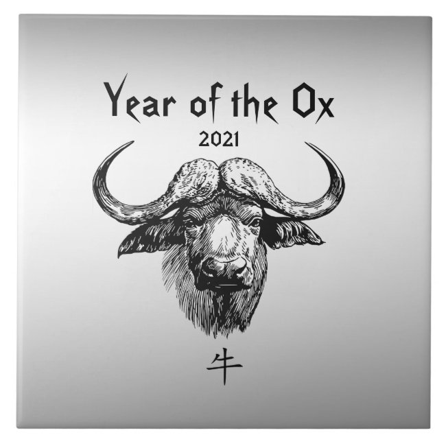 Chinese New Year of the Ox 2021 Ceramic Tile