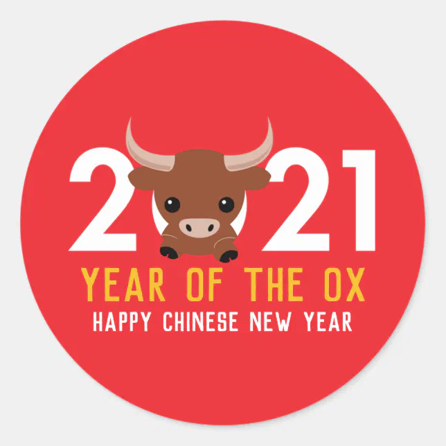 Chinese New Year of the Ox 2021 Classic Round Sticker | Zazzle