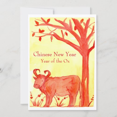 Chinese New Year of the Ox Red Party Invitation