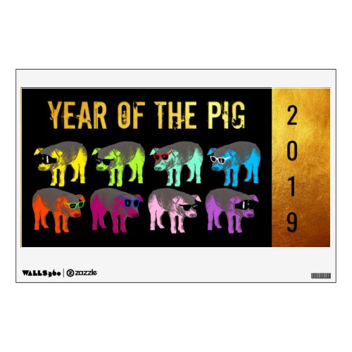 Chinese New Year of the Pig Pop Gold R Wall Decal