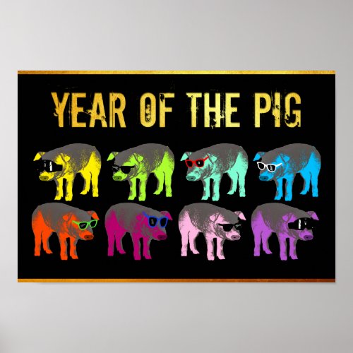 Chinese New Year of the Pig Pop Gold S Poster