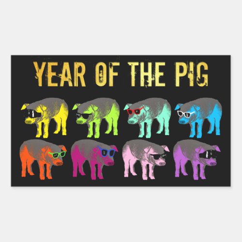 Chinese New Year of the Pig Pop rectangular S Rectangular Sticker