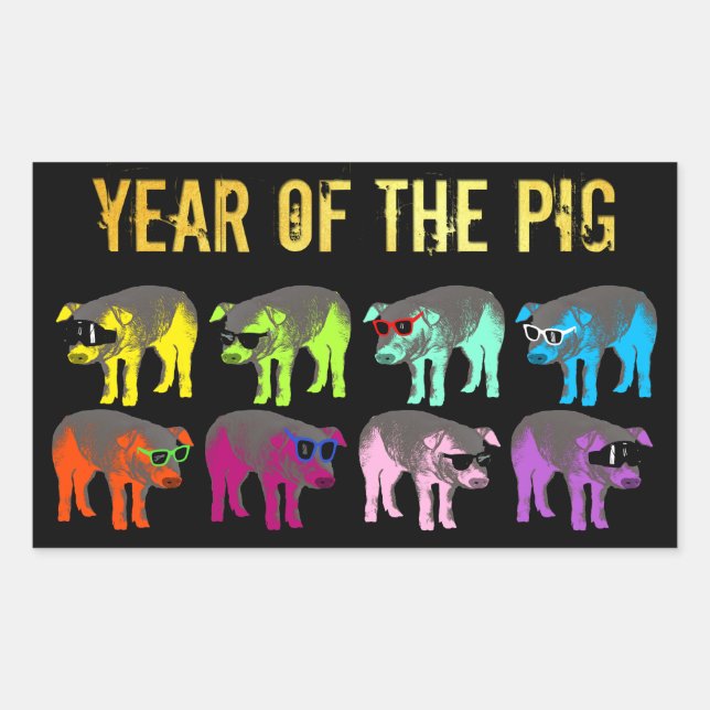 Chinese New Year of the Pig Pop rectangular S Rectangular Sticker (Front)