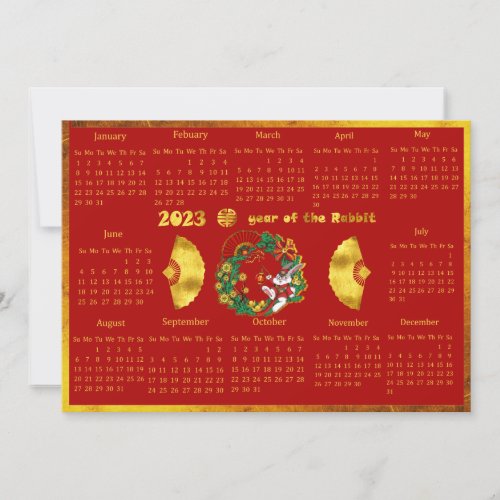 Chinese New Year of The Rabbit  2023 Calendar Invitation